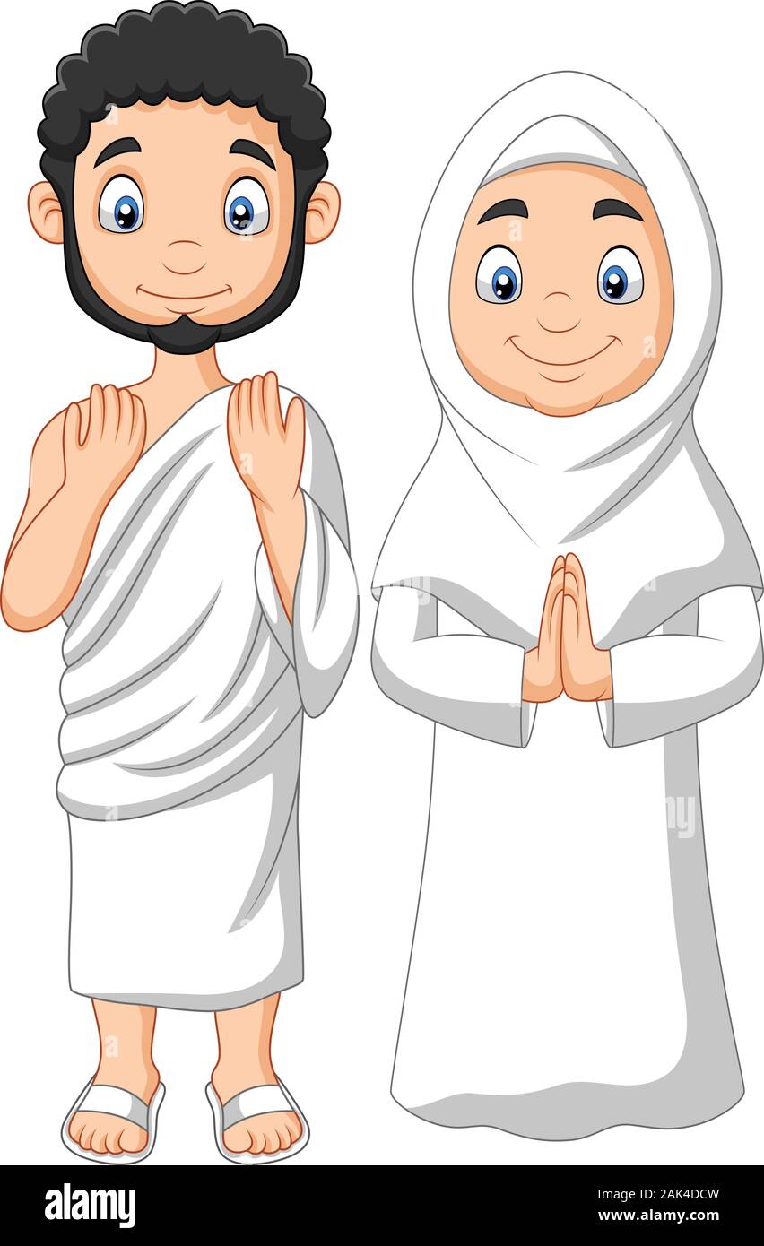 L'homme et de la femme musulmane de dessin animé portant des vêtements de  l'Ihrâm Image Vectorielle Stock - Alamy