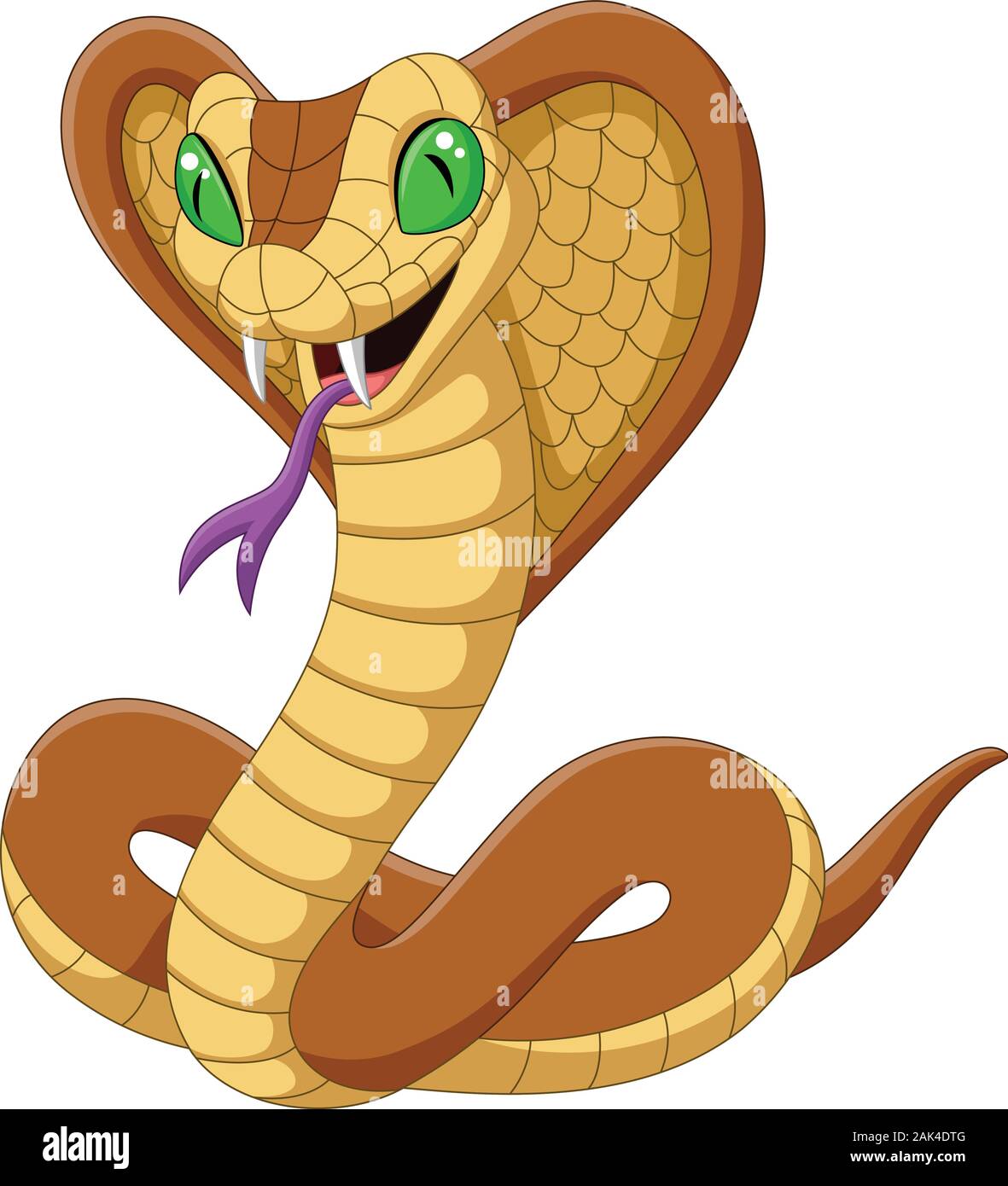 Cartoon king cobra snake sur fond blanc Illustration de Vecteur