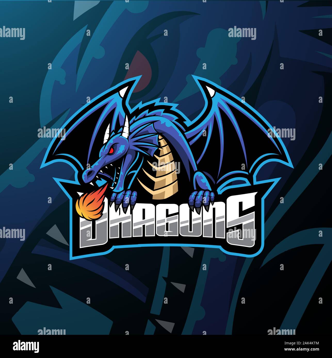 Esport Dragon mascot logo design Illustration de Vecteur