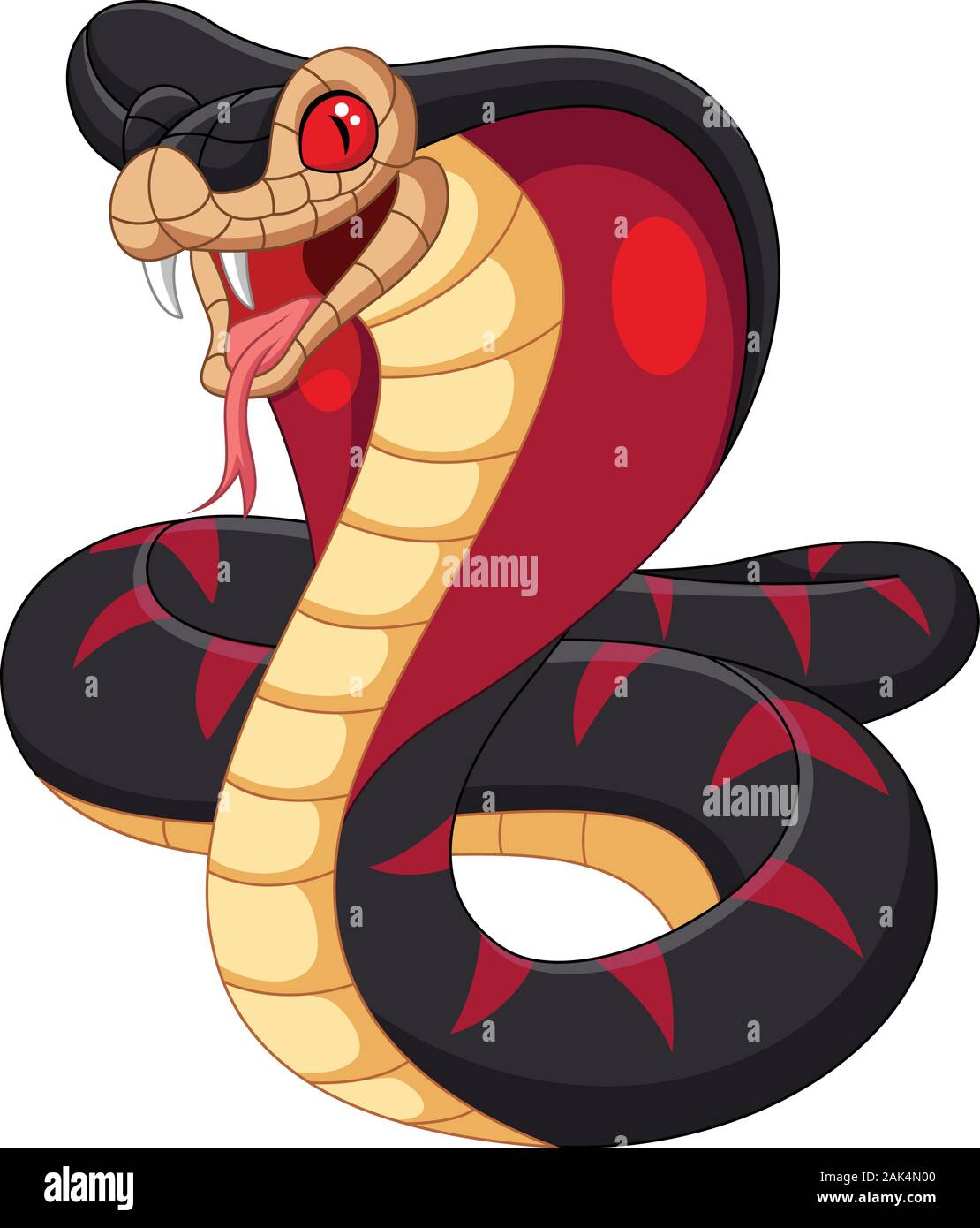 Cartoon king cobra snake sur fond blanc Illustration de Vecteur