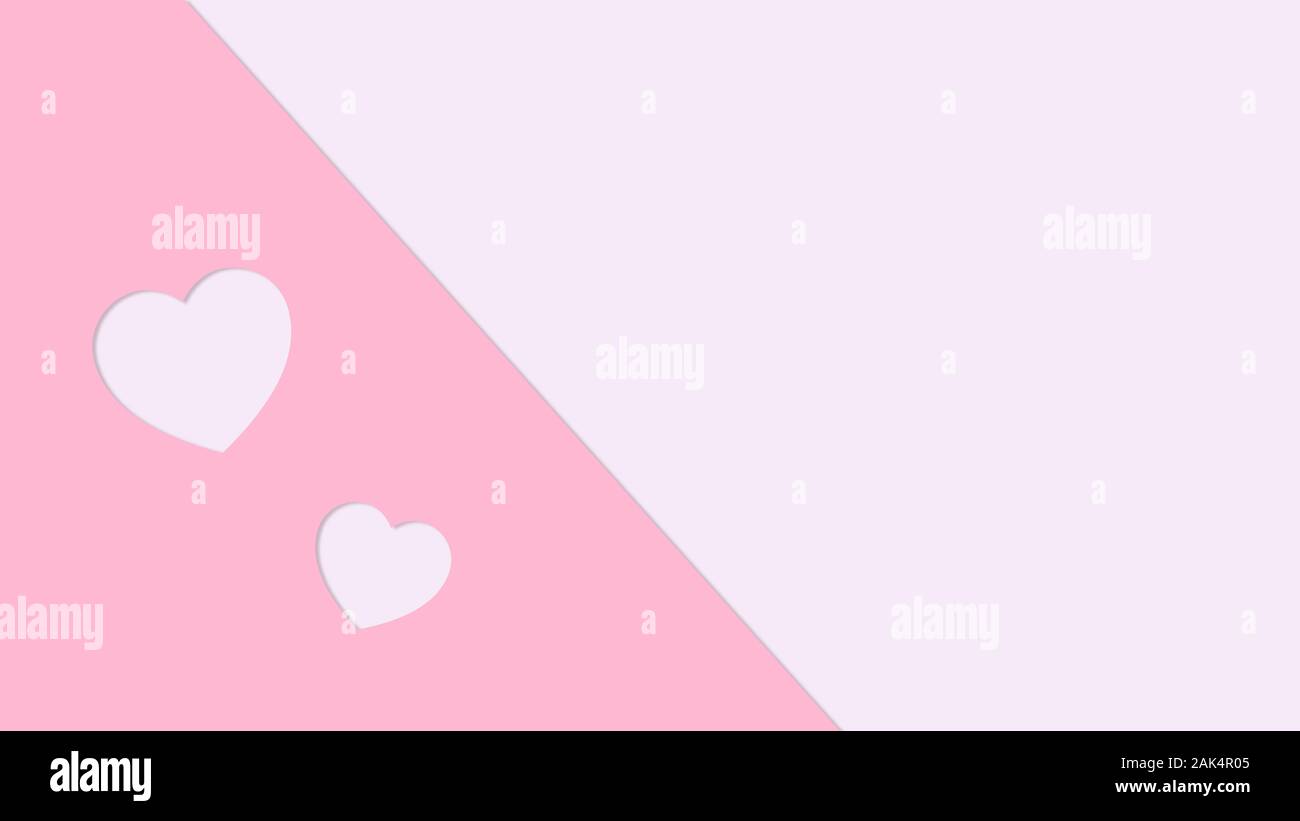 Composition minimale des feuilles de papier rose pastel avec l'effet d'une coupe de cœur. Creative mise en page de votre contenu créatif ou texte. Banque D'Images
