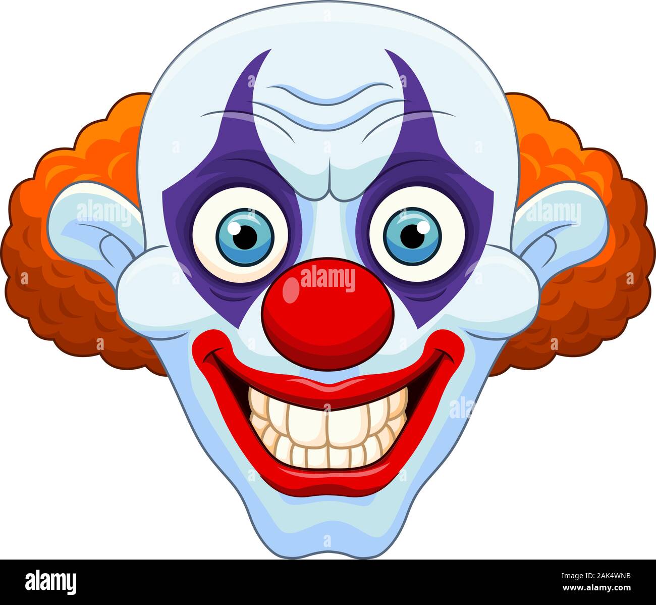 Tête de clown effrayant caricature sur fond blanc Illustration de Vecteur