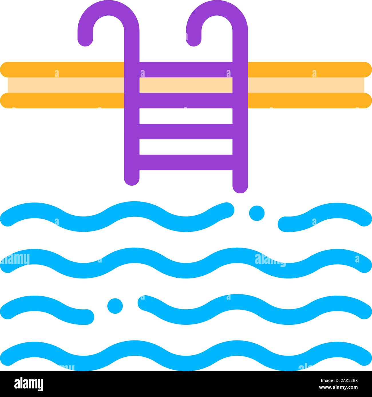 Piscine de l'eau signe vecteur sur l'icône de la ligne mince Illustration de Vecteur