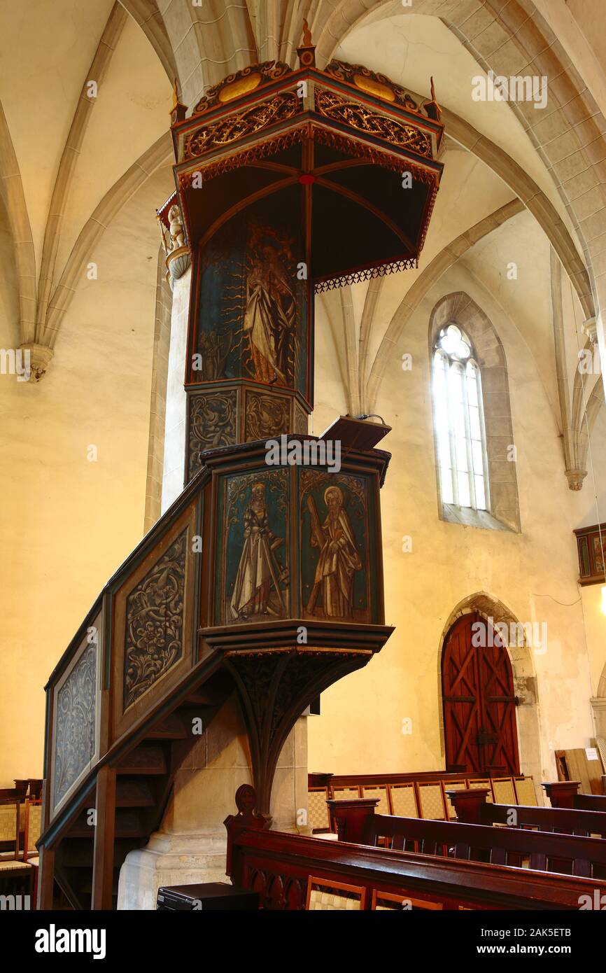 Dans Luther-Kanzel spaetgotische : Eisleben der St.-Andreas-Kirche, Harz | conditions dans le monde entier Banque D'Images