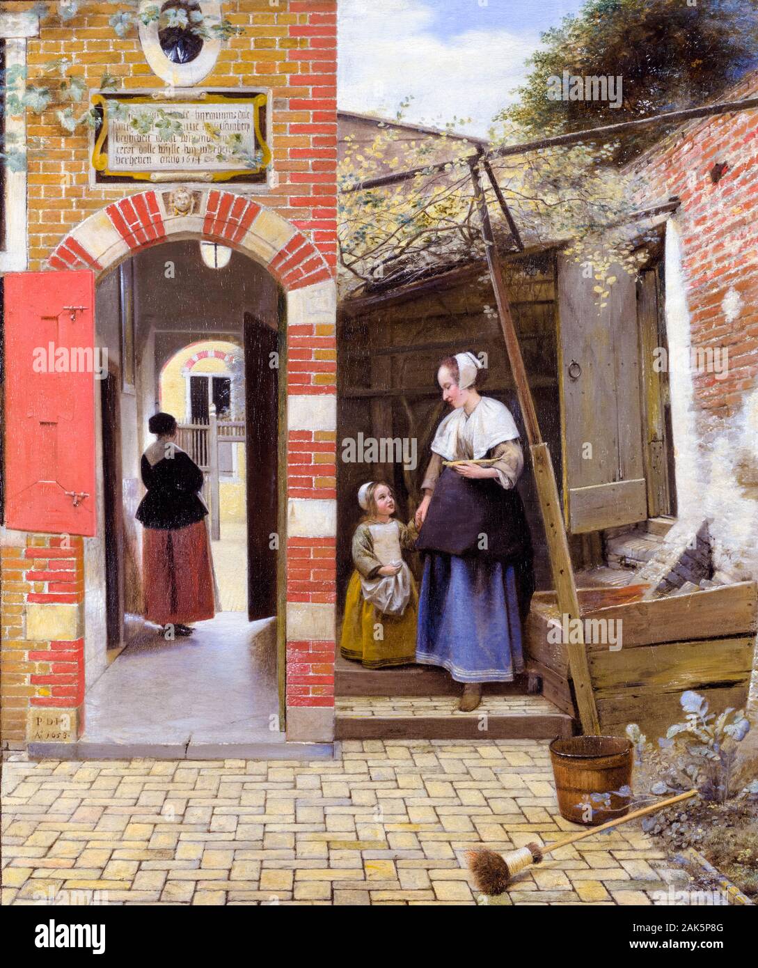 Pieter de Hooch, la Cour d'une maison à Delft, peinture, 1658 Banque D'Images