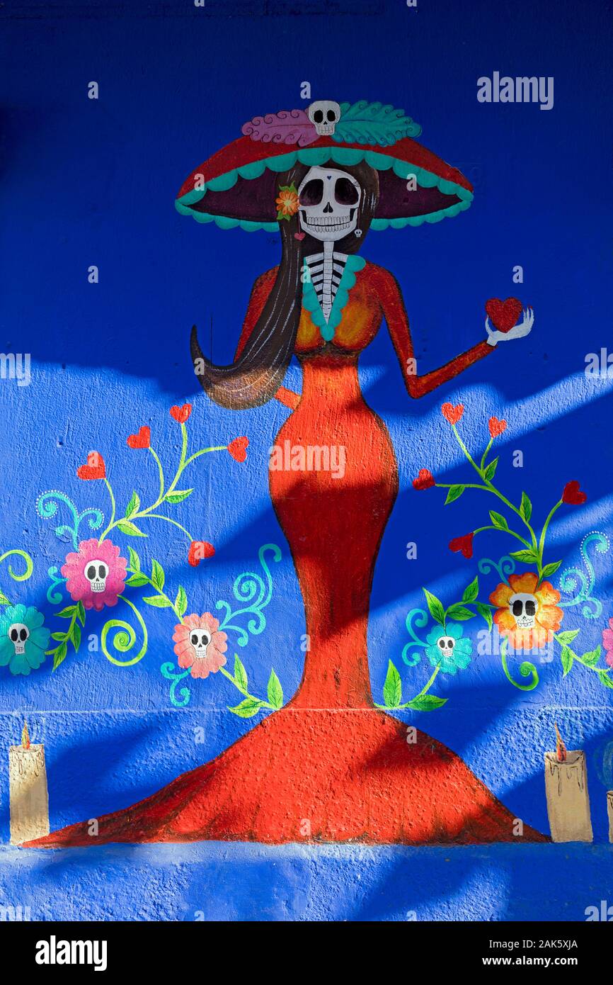 Sayulita Nayarit, Mexique,le Jour des morts, l'art de mur Banque D'Images