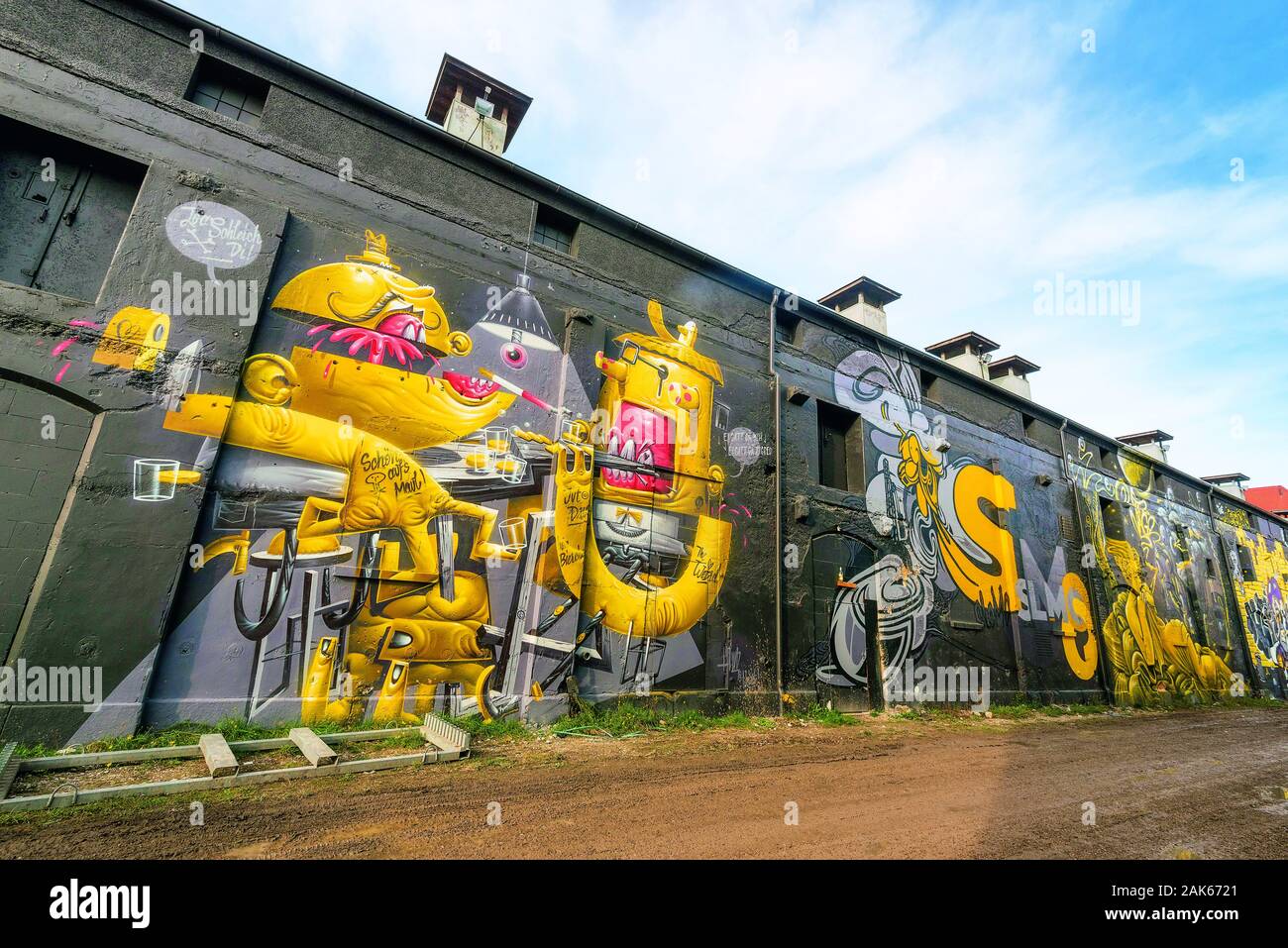 Stadtteil Thalkirchen : Graffiti im Viehhof, Muenchen | utilisée dans le monde entier Banque D'Images