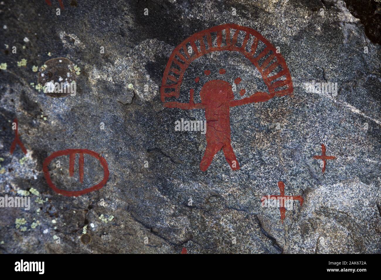 Colombie-britannique : Osoyoos, Zentrum für Kultur der First Nations 'NK'MIP Desert Cultural Centre', Museum und Wuesten-Lehrpfad, Steine mit First Nation Banque D'Images