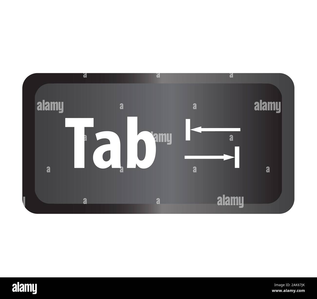TAB(Tab) bouton clé de l'ordinateur sur fond blanc. télévision style. Symbole du bouton de l'onglet. Touche Tab signe. Banque D'Images