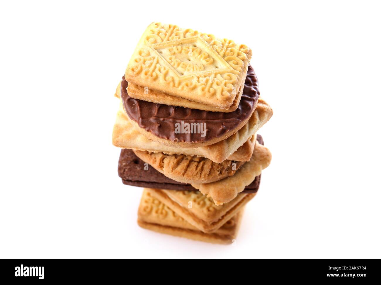 Pile de biscuits McVitie's sur fond blanc Banque D'Images