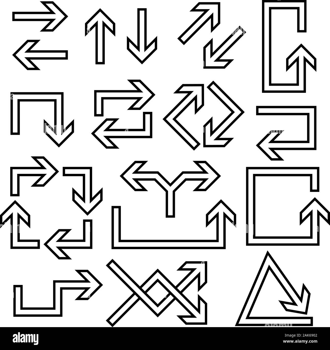 Jeu de flèches noires. Signes creux Illustration de Vecteur