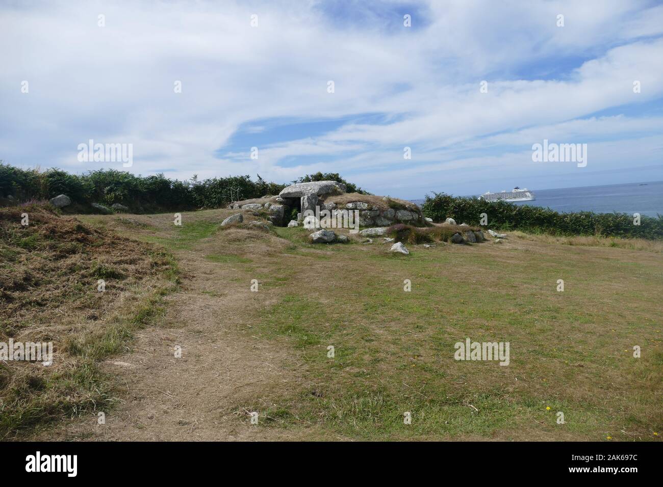 Chambre funéraire de Bant's Carn, St Marys, Îles de Scilly, Cornwall, Royaume-Uni Banque D'Images