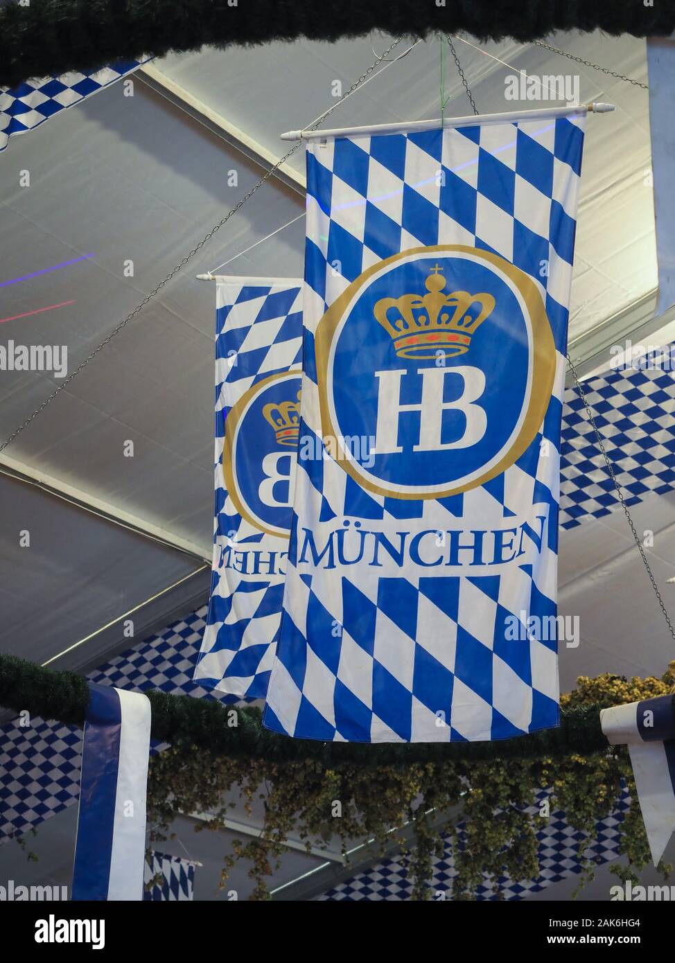 Munich, Allemagne - CIRCA Octobre 2019 : Hofbraeu beer sign Banque D'Images