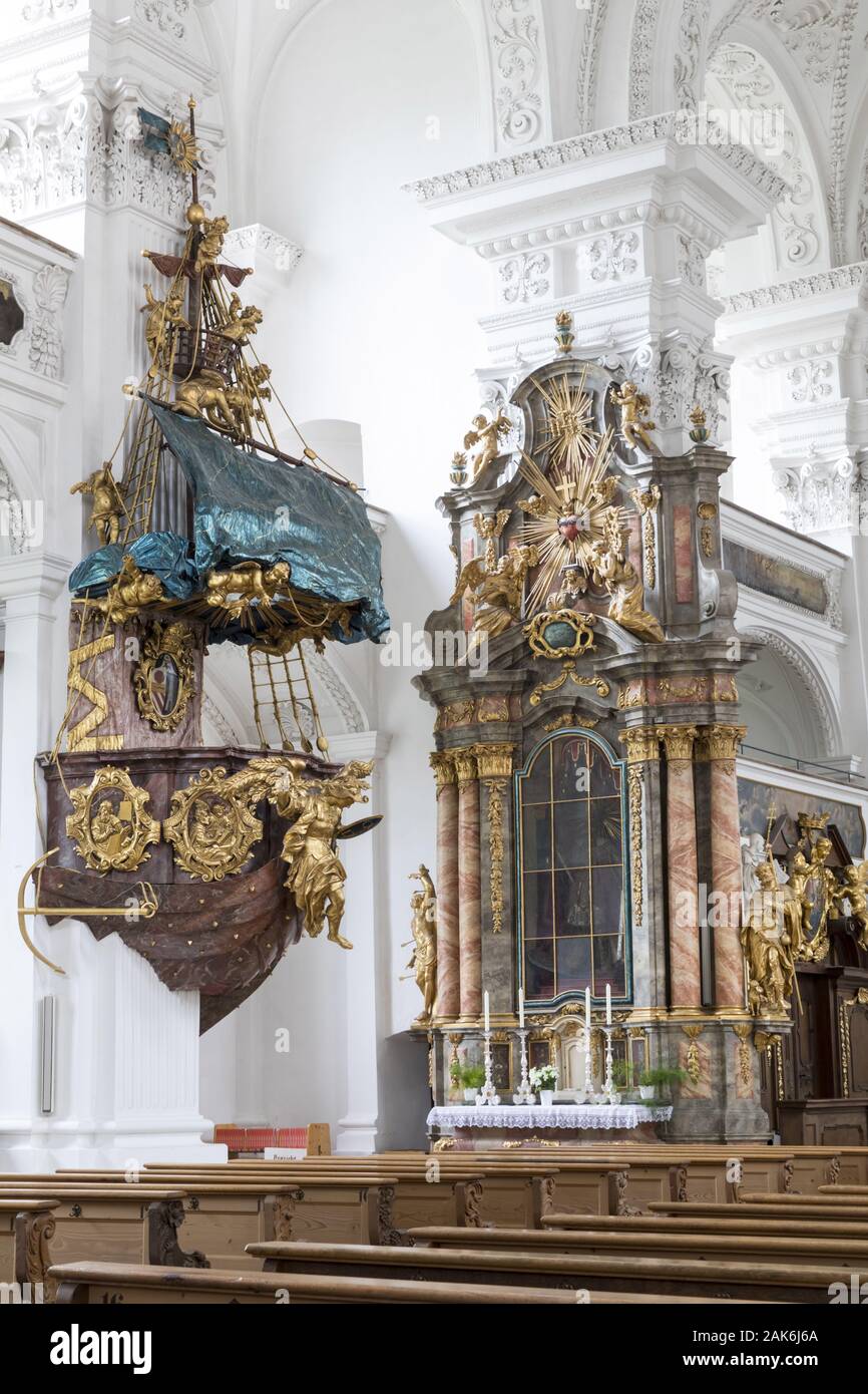 Kloster Irsee : dans Schiffskanzel Irsee, der Klosterkirche, utilisation dans le monde entier | Allgaeu Banque D'Images