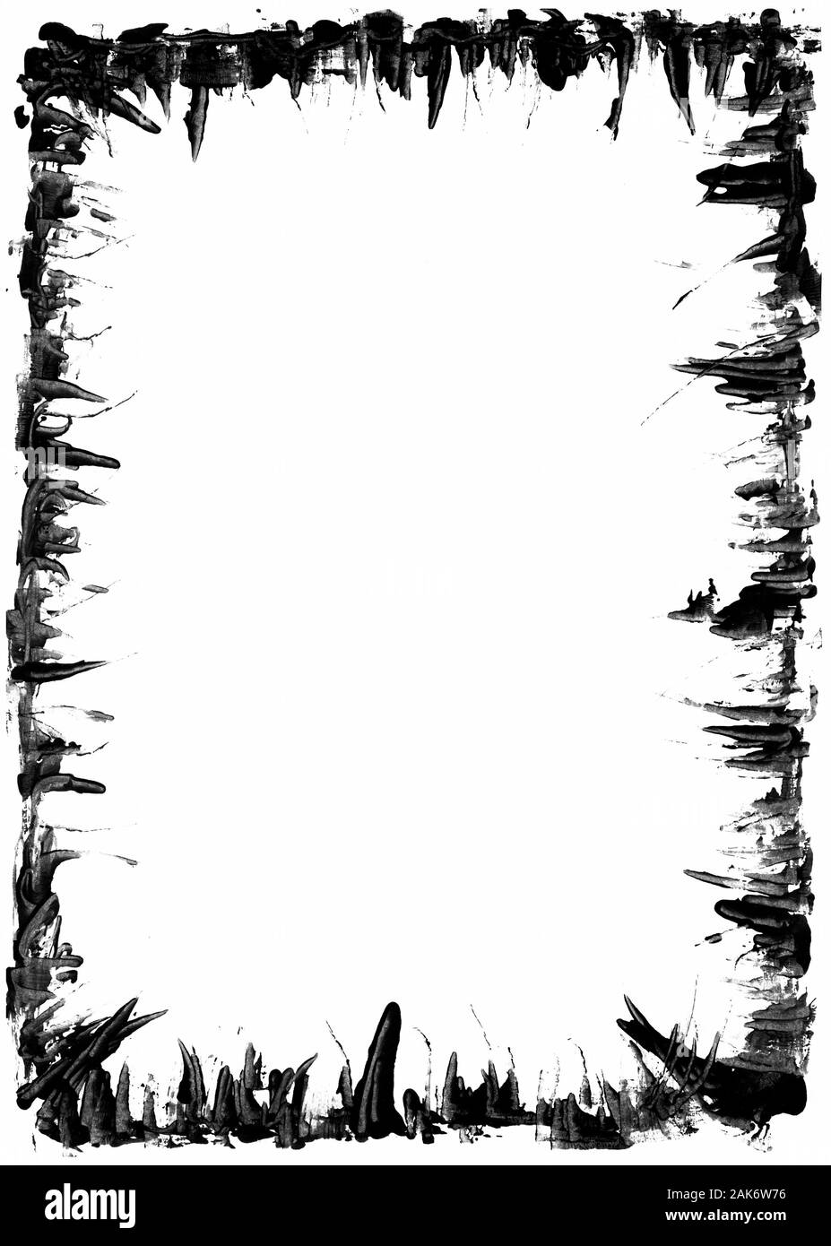 Grunge cadre rectangulaire noir sur fond blanc - élément graphique Banque D'Images