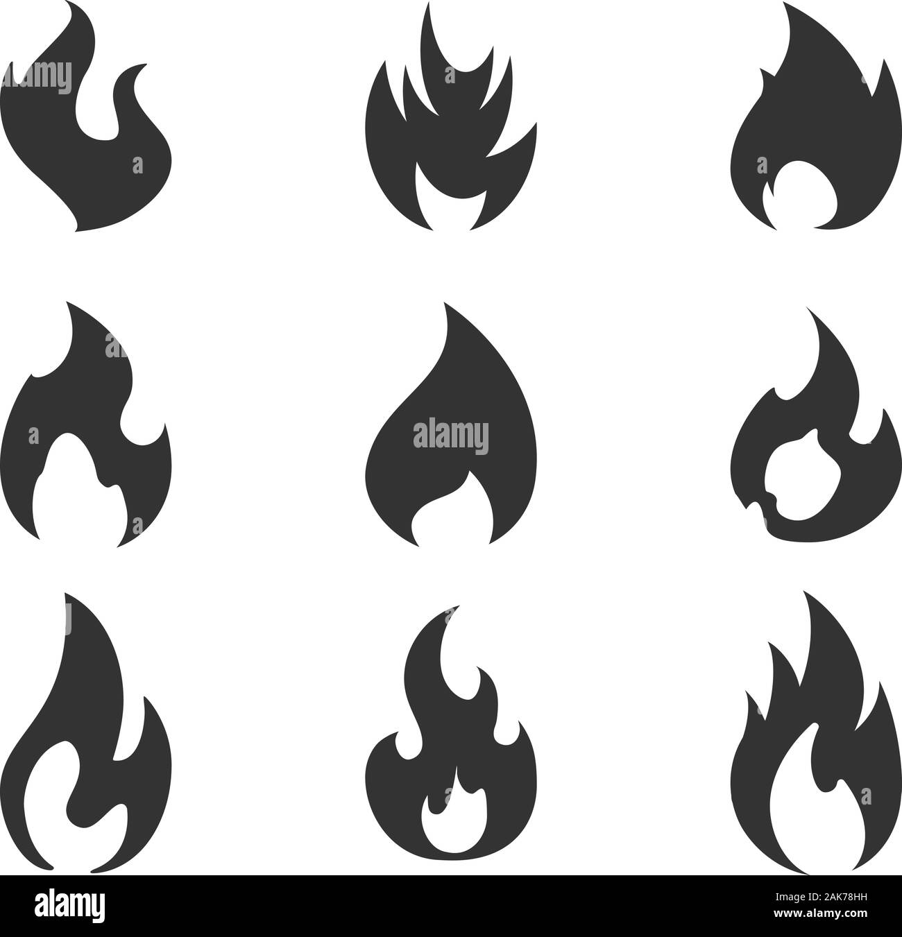 Logo feu flamme icon set, symboles vectoriels. Images Illustrations Illustration de Vecteur