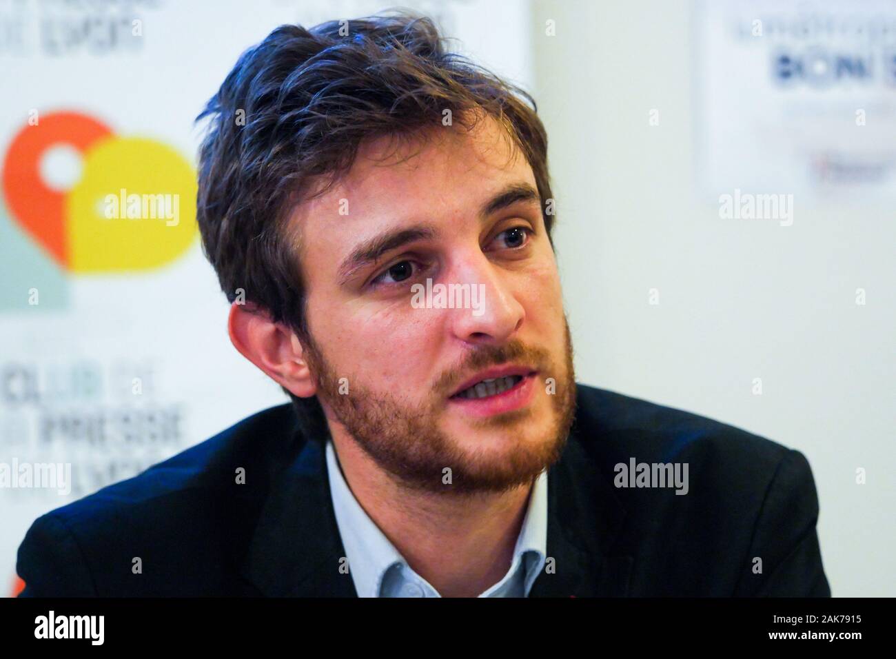 Andrea Kotarac, Rassemblement national candidat à Lyon détient la présidence, conférence de presse, Lyon, France Banque D'Images