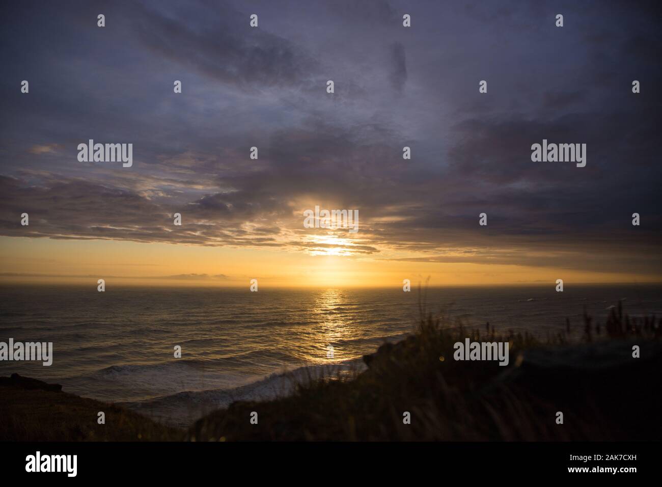 Black Beach Sunset landscape en Islande, Europe Banque D'Images