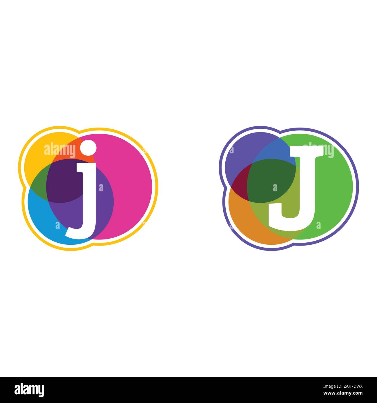 Ensemble d'icônes colorées, lettre, lettre logo logo en cercle coloré. Illustration de Vecteur