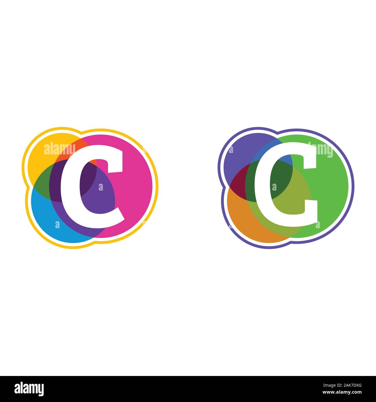 Ensemble d'icônes colorées, lettre, lettre logo logo en cercle coloré. Illustration de Vecteur