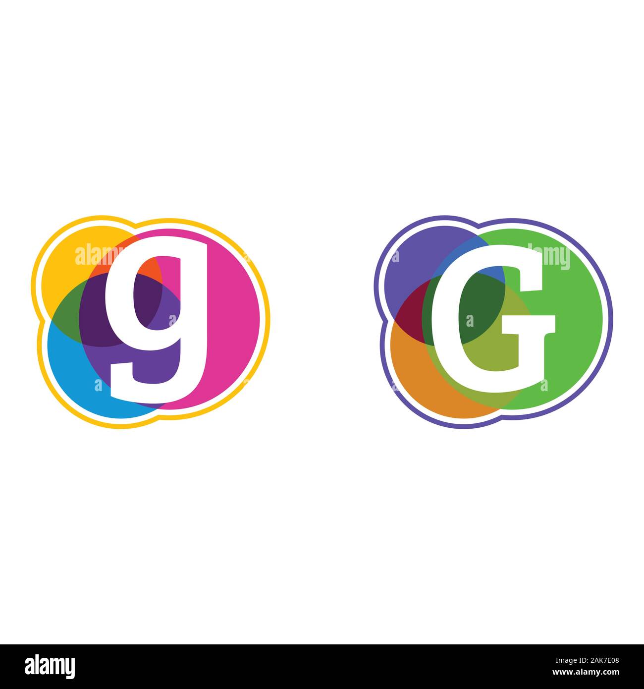 Ensemble d'icônes colorées, lettre, lettre logo logo en cercle coloré. Illustration de Vecteur