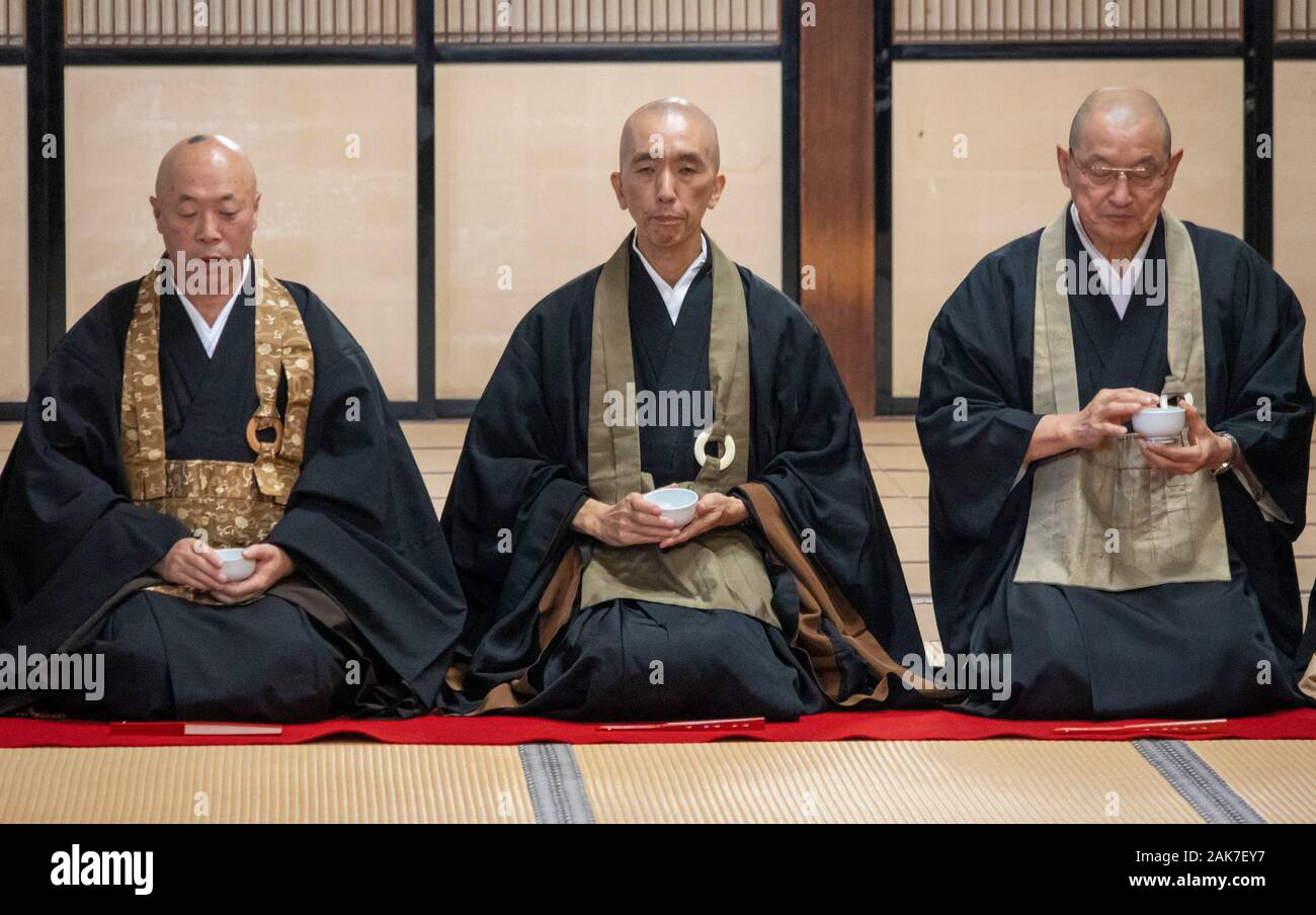 Cérémonie bouddhiste zen, Tenryū-ji, Kyoto, Japon Banque D'Images