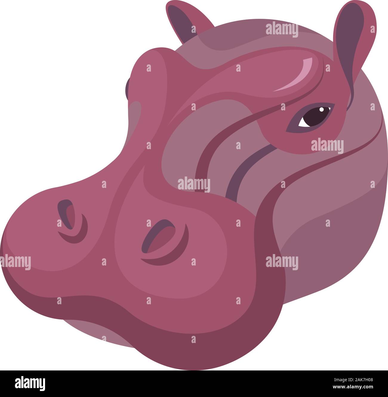 Portrait d'hippopotame en fait simple caricature unique style. Chef d'Hippone. Icône stylisée isolées d'artistes pour votre conception. Vector illustration Illustration de Vecteur