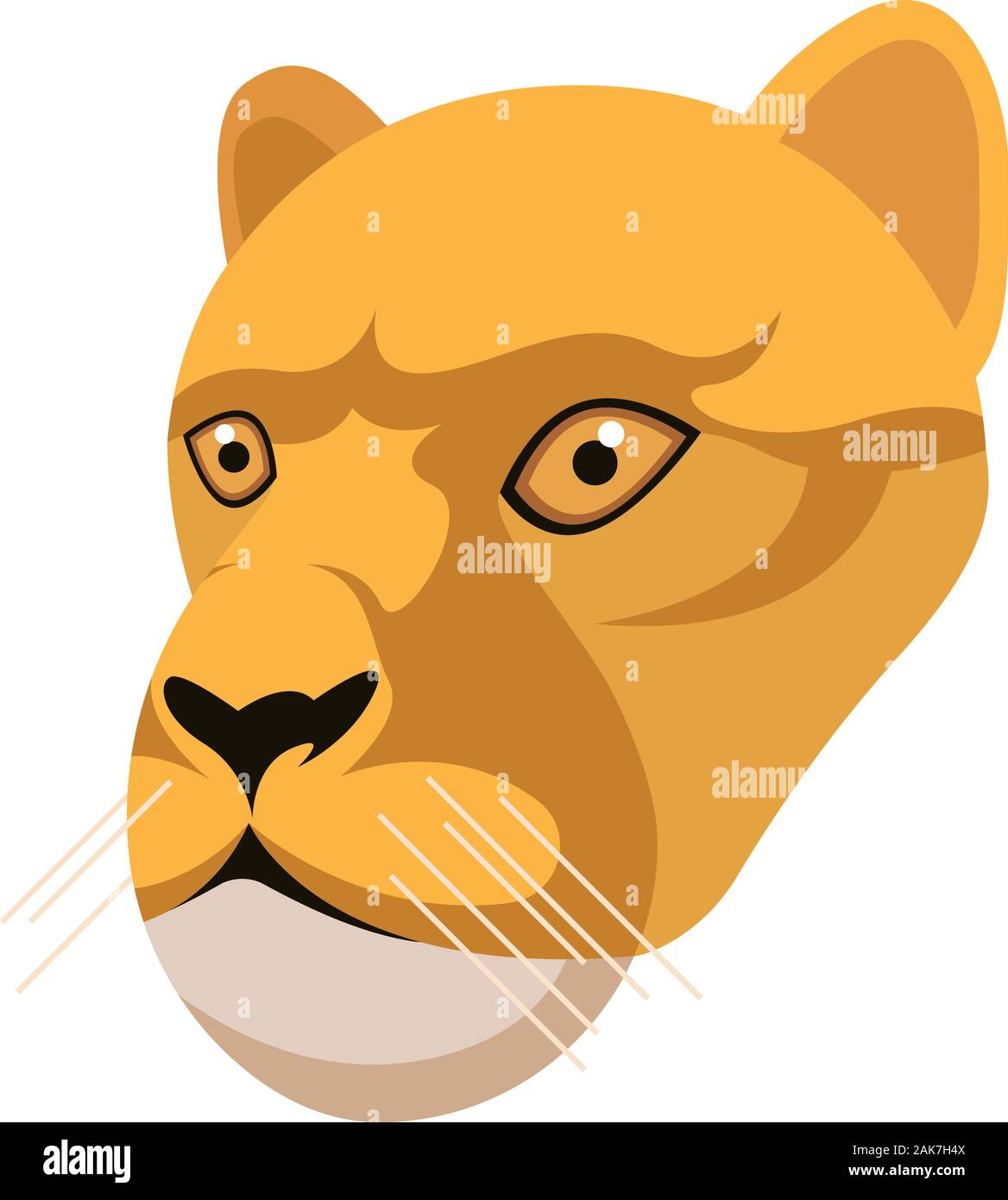 Lionne portrait en style simple caricature unique. Tête de lion. Icône isolé pour votre conception. Vector illustration Illustration de Vecteur