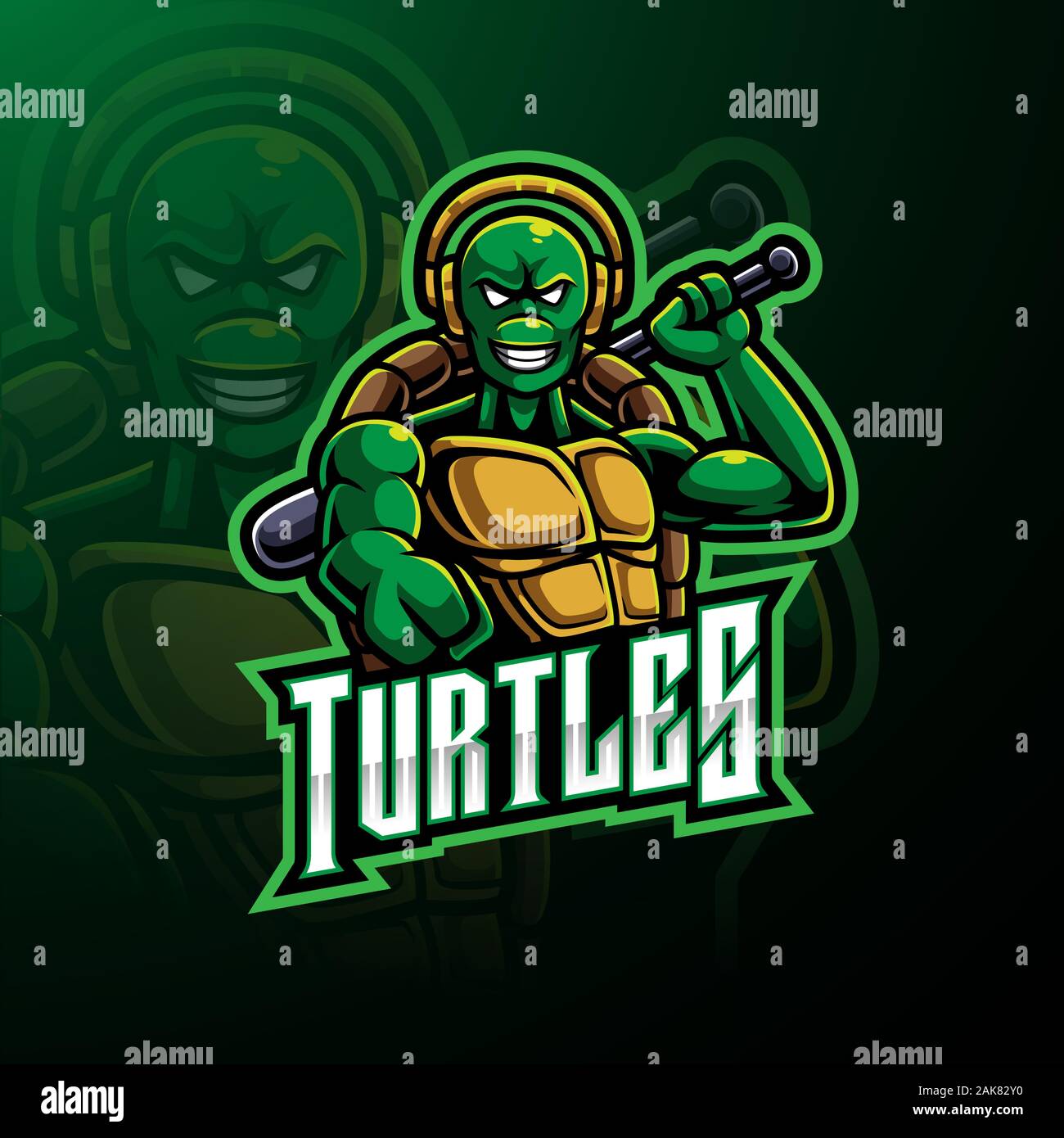 Sport tortue mascot logo design Illustration de Vecteur