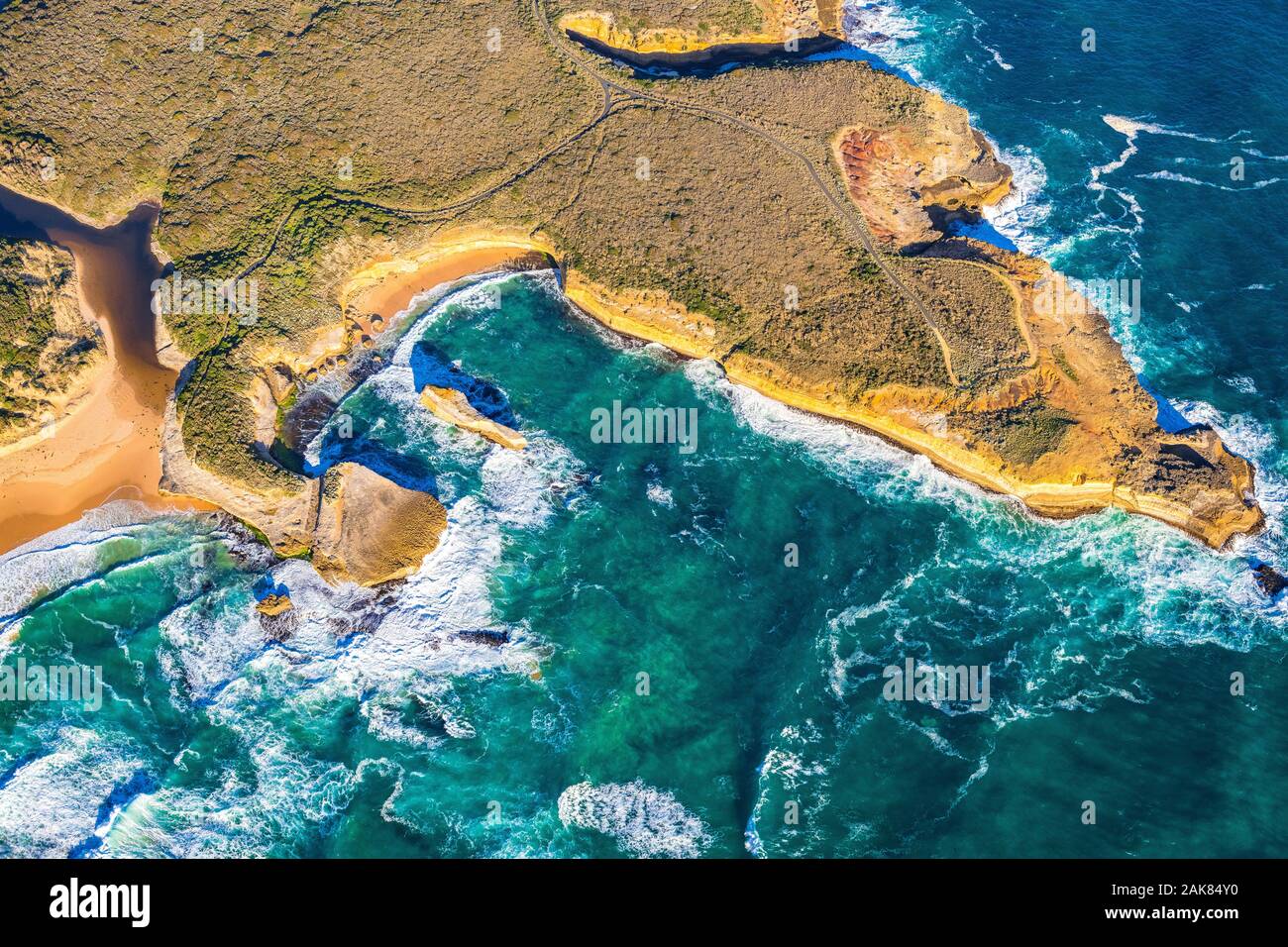 Vue aérienne de douze apôtres côte au Port Campbell National Park, Victoria, Australie Banque D'Images