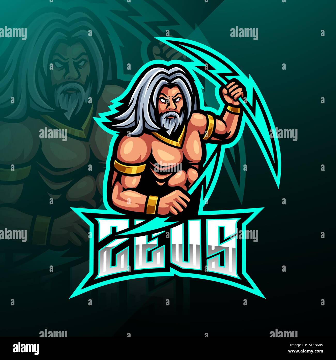 Zeus sport mascot logo design Illustration de Vecteur