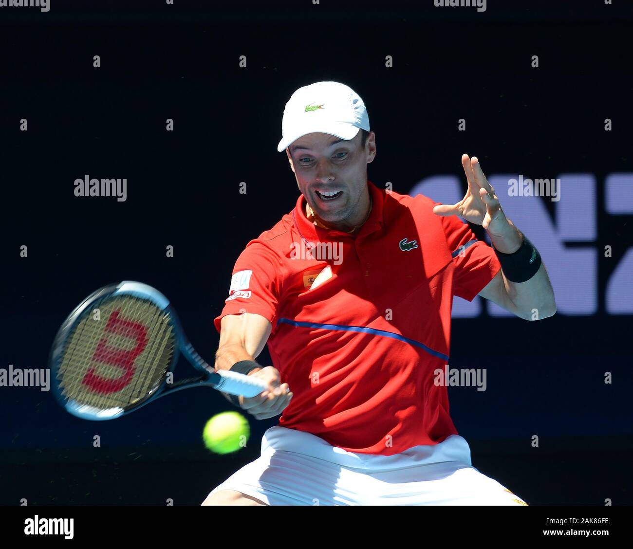 Cup ATP Perth Australie 2020 Roberto Bautista Agut (ESP) Go Soeda (JPN) Photo Anne Parker International Sports - Photos Ltd/Alamy Live News Banque D'Images