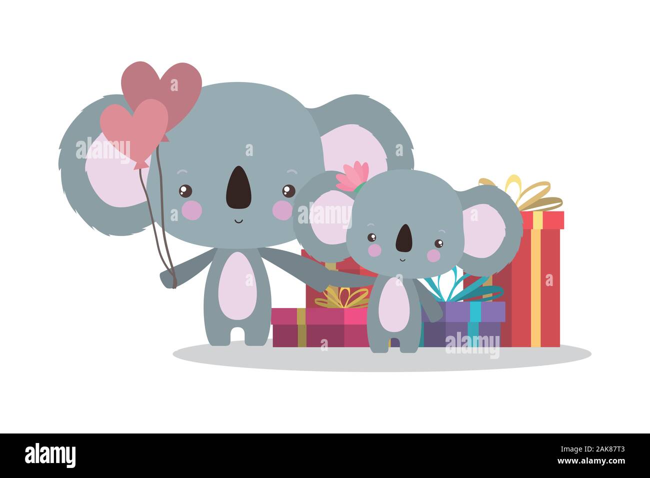 Koalas mignon avec vecteur conception cadeaux Illustration de Vecteur