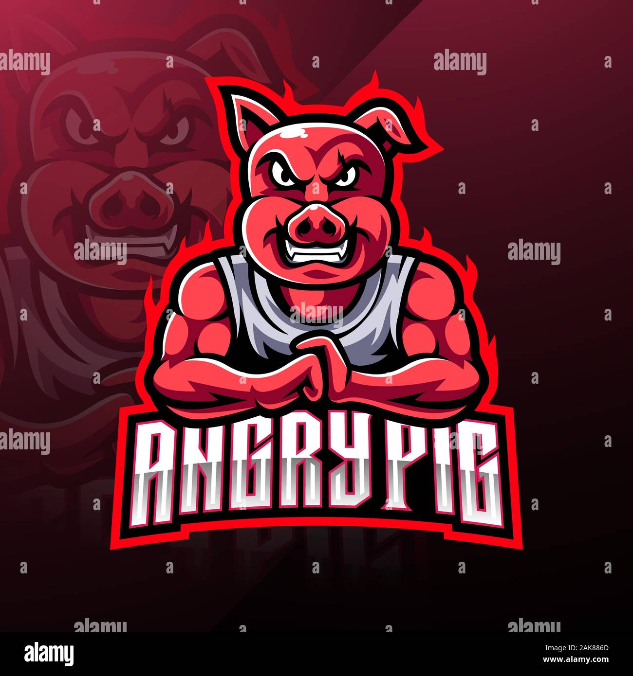 Angry pig esport mascot logo design Illustration de Vecteur