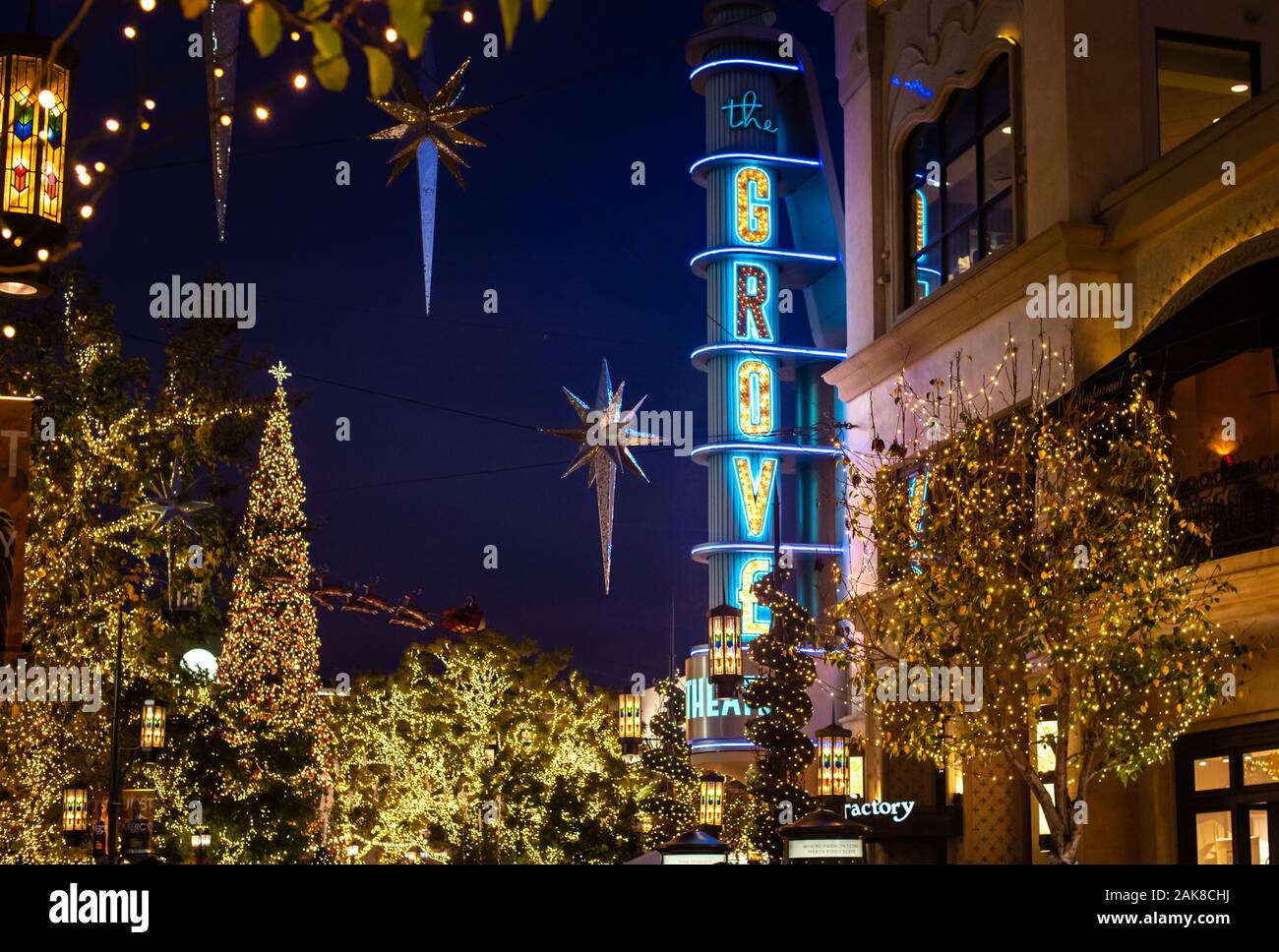 The Grove pendant la période de Noël, Beverly Hills, Californie Banque D'Images