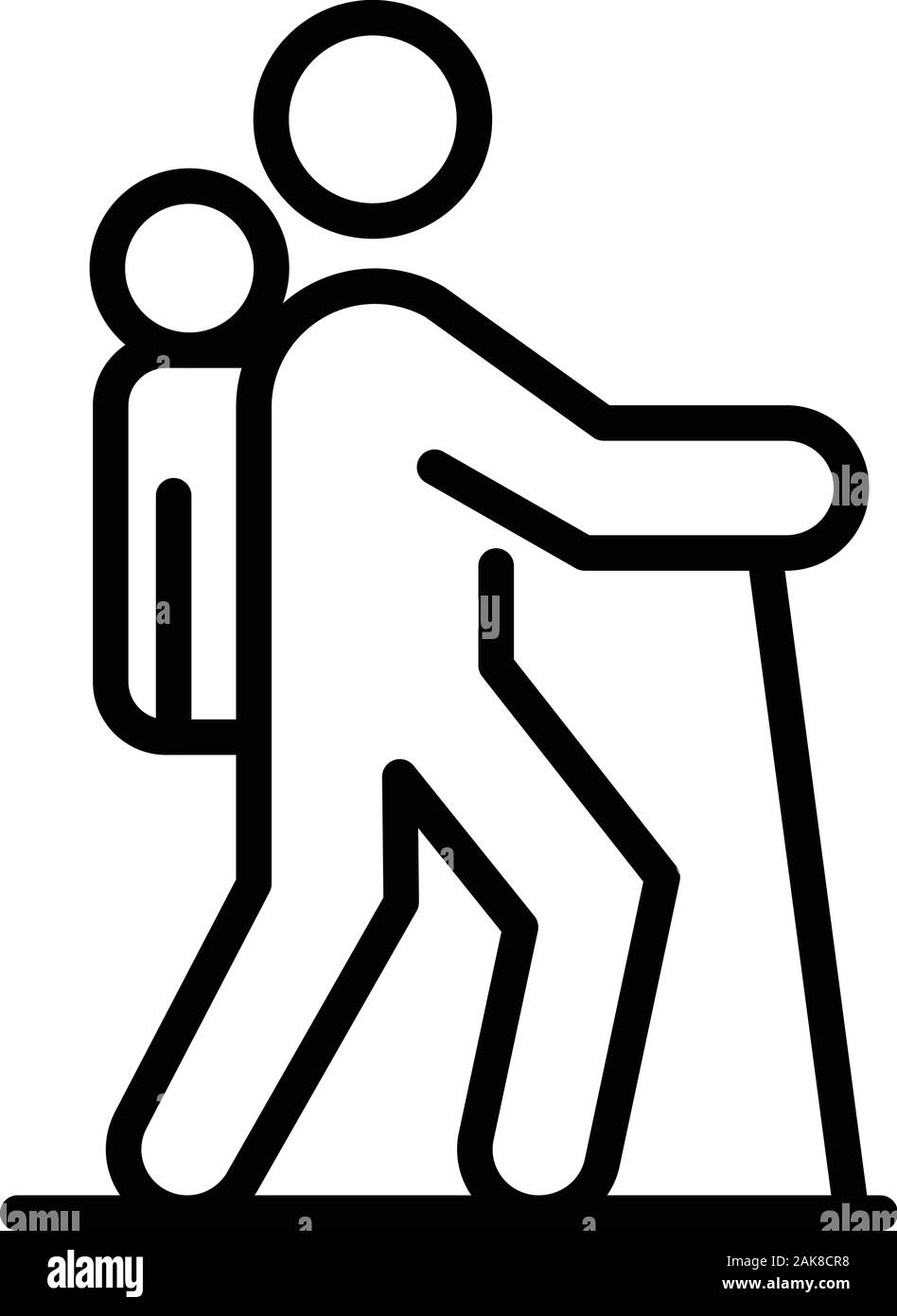 Icône de famille randonnée style du contour, Illustration de Vecteur
