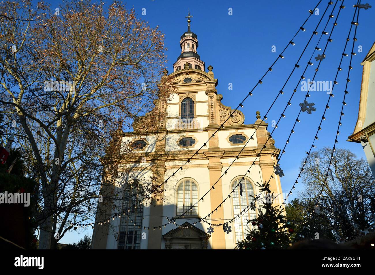 L'église Trinity, appelée "reifaltigkeitskirche' en allemand, d'un baroque, église paroissiale protestante à Speyer en Allemagne Banque D'Images