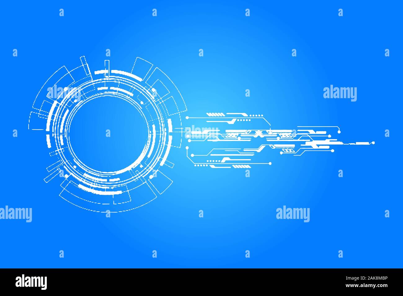 Résumé arrière-plan technique avec divers éléments de la technologie Hi-tech innovation communication concept background Circle espace vide pour votre texte Banque D'Images