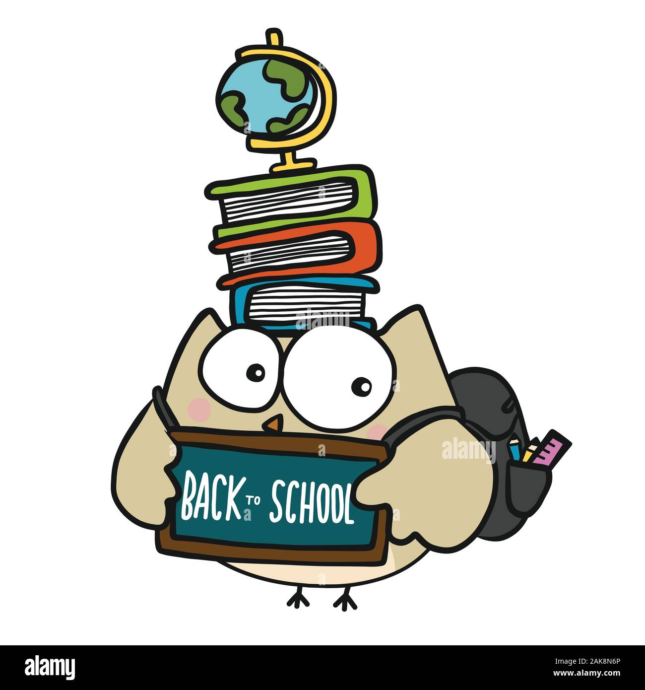 Owl retour à l'école des élèves cartoon vector illustration Illustration de Vecteur