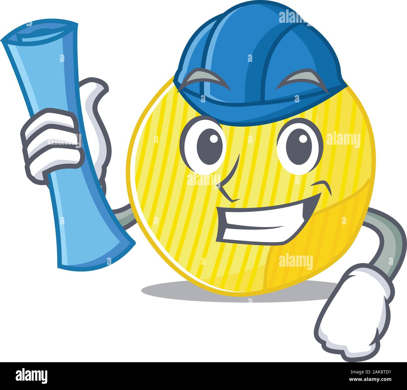 Architecte élégant croustilles de pommes de terre ayant bleus et casque bleu Illustration de Vecteur