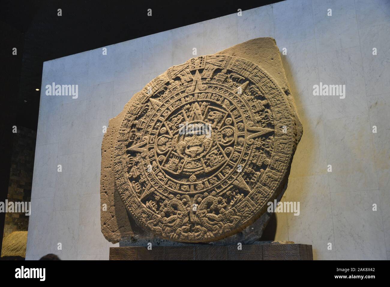 Aztekenkalender Piedra del Sol, Nationalmuseum Museo Nacional de Antropologia, Mexico City, Mexique Banque D'Images
