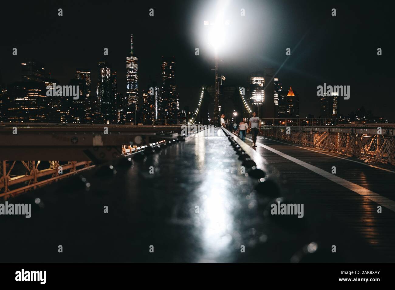 Brooklyn Bridge at night, New York Banque D'Images