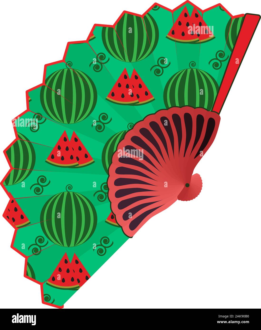 Watermelon fruits d'été ventilateur pliant, vector illustration isolé Illustration de Vecteur