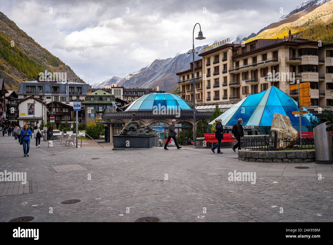 Zermatt, Suisse - station de montagne réputé pour le ski, l'escalade et la randonnée Banque D'Images