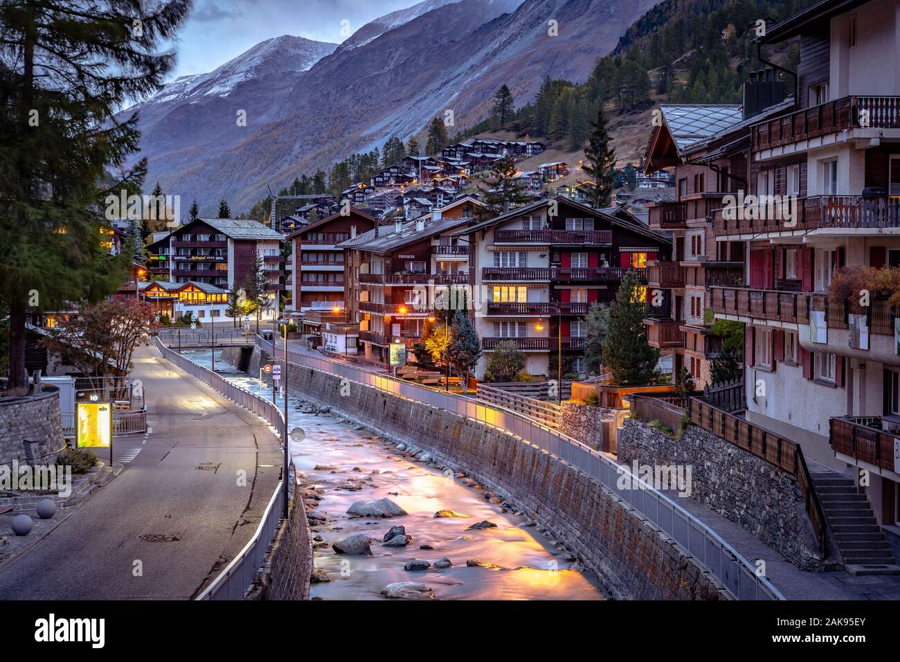 Zermatt, Suisse - station de montagne réputé pour le ski, l'escalade et la randonnée Banque D'Images