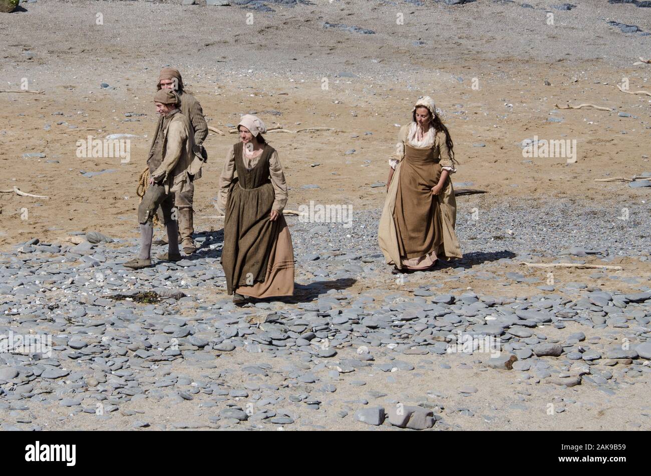 La série BBC Poldark, avec Aidan Turner,filmé à Cornwall uk forme une plage publique,Filming location pour Cornwall Poldark Banque D'Images