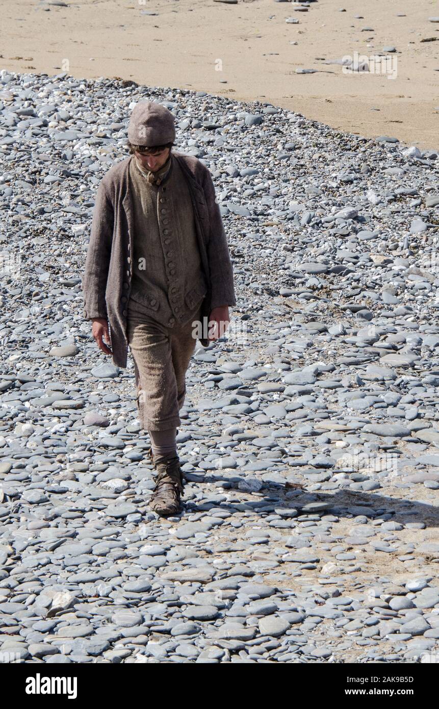 La série BBC Poldark, avec Aidan Turner,filmé à Cornwall uk forme une plage publique,Filming location pour Cornwall Poldark Banque D'Images