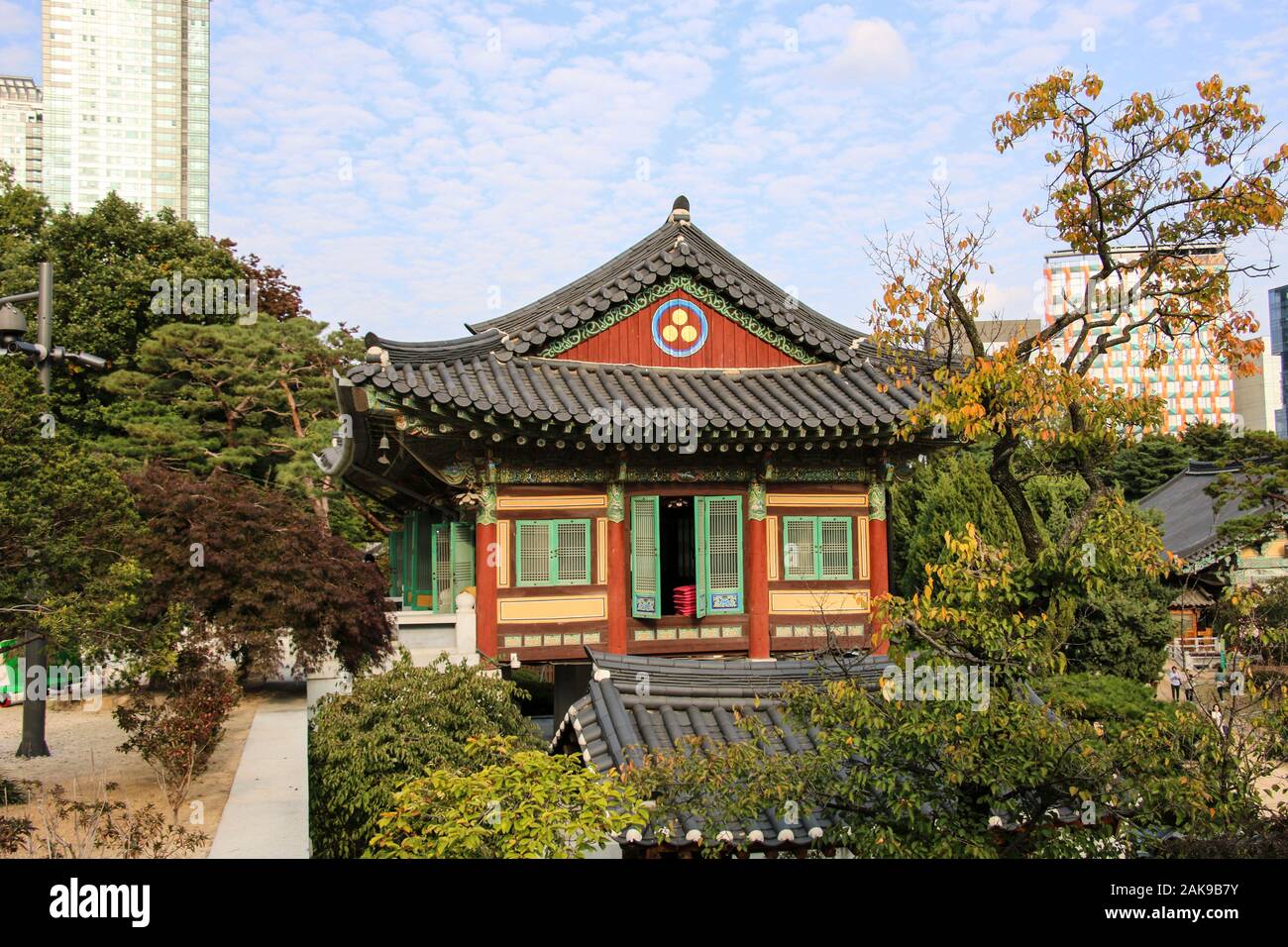Bongeunsa Temple dans le quartier de Gangnam de Séoul, Corée du Sud Banque D'Images