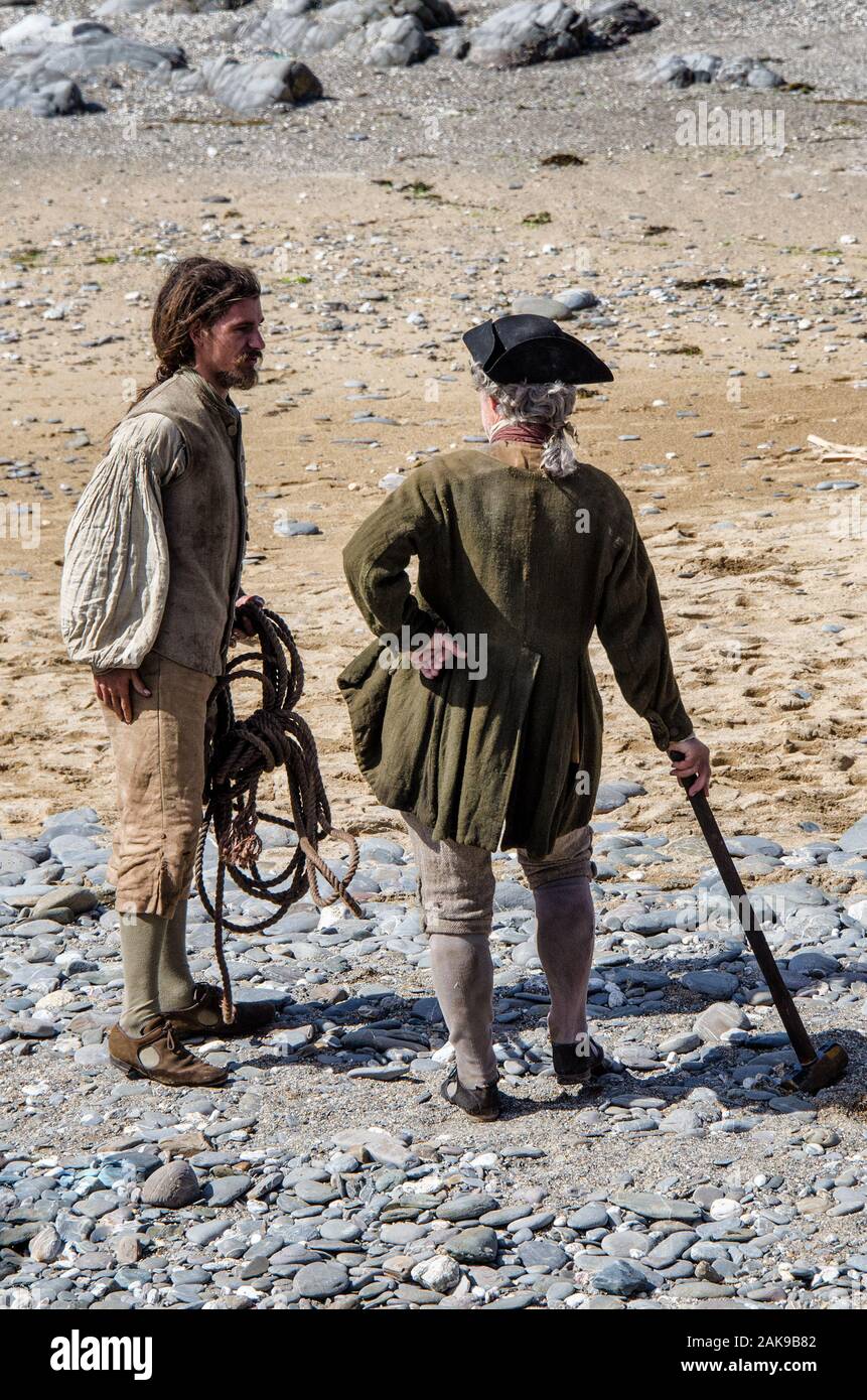 Poldark location, la série BBC Poldark, avec Aidan Turner, filmé en cornwall royaume-uni forme une plage publique, lieu de tournage pour Poldark Cornwall Banque D'Images