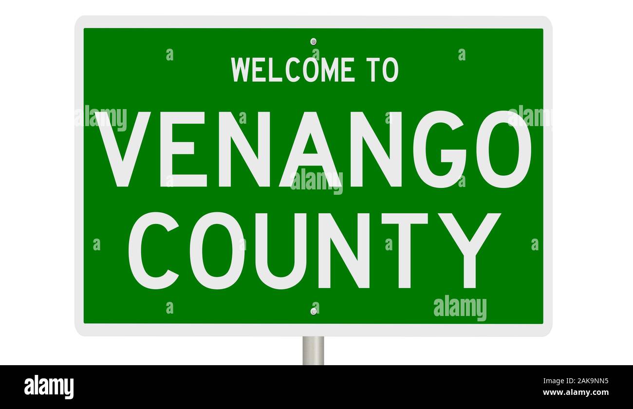 Affichage d'un panneau vert de l'autoroute en relief pour le comté de Venango Banque D'Images